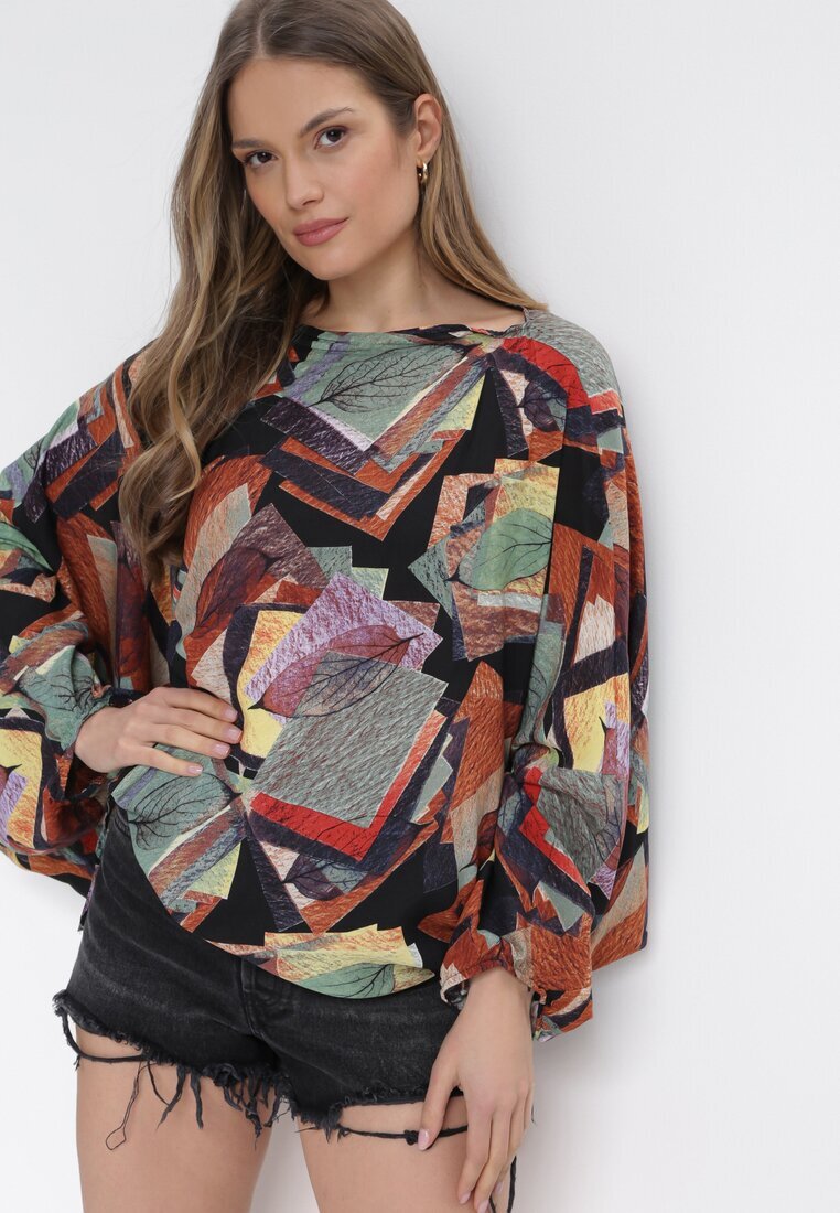 r&f fashion Bluză Negru-Verde 3în1 Salopetă și Pantaloni cu Model Geometric și Picioare Largi Madelinn
