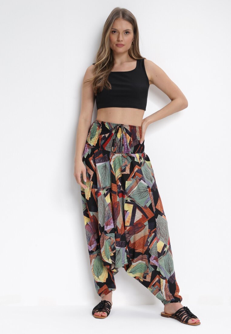 r&f fashion Bluză Negru-Verde 3în1 Salopetă și Pantaloni cu Model Geometric și Picioare Largi Madelinn