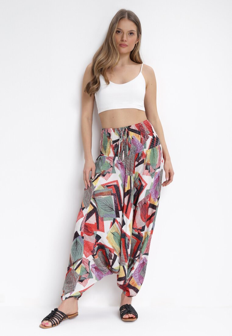 r&f fashion Bluză Salopetă și Pantaloni 3 în 1 Roșu-Verde cu Model Geometric și Cu Picioare Lărgi Madelinn