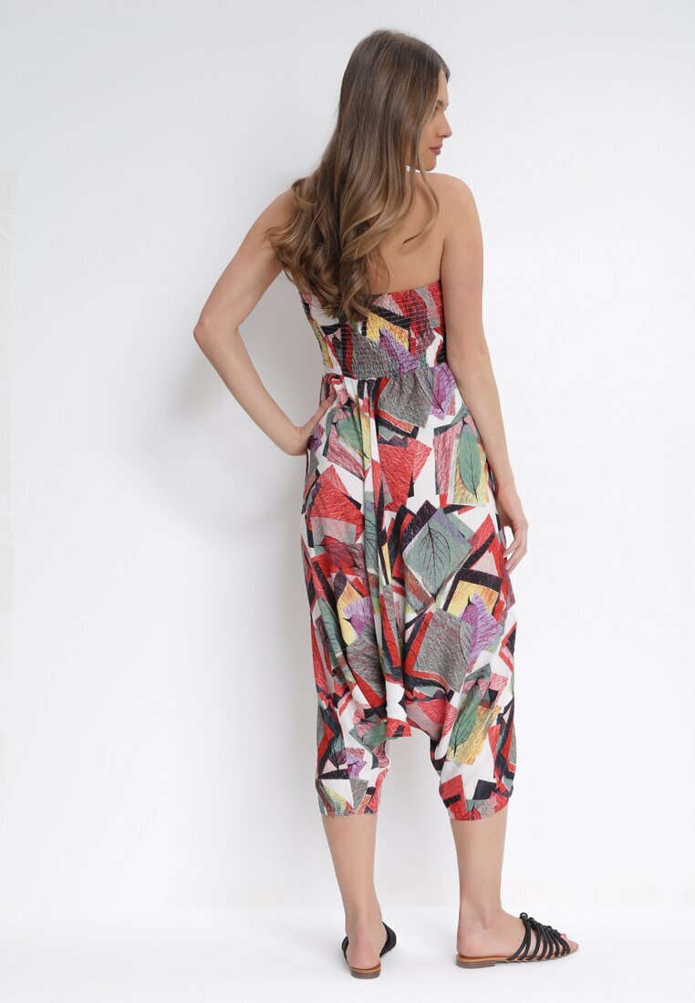 r&f fashion Bluză Salopetă și Pantaloni 3 în 1 Roșu-Verde cu Model Geometric și Cu Picioare Lărgi Madelinn