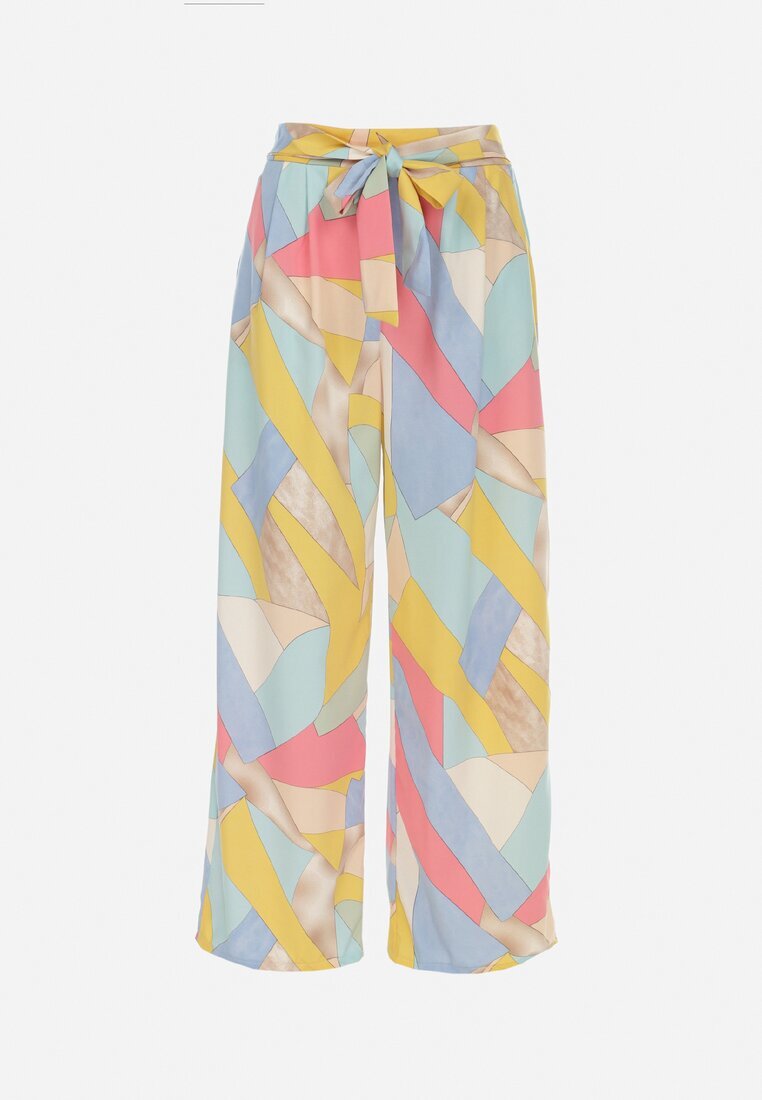 r&f fashion Pantaloni Bej Largi cu Imprimeu Geometric Amunio