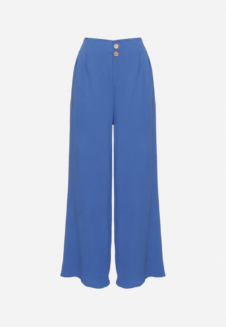r&f fashion Pantaloni Largi Albaștri Harem cu Talie Înaltă și Elastic în Talie Rissanas