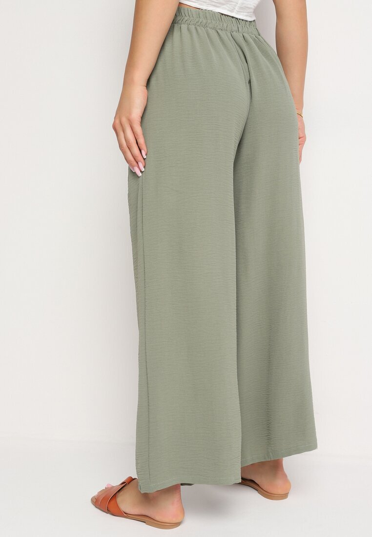 r&f fashion Pantaloni Largi Verde închis Aladdin cu Talie Înaltă și Elastic în Talie Rissanas