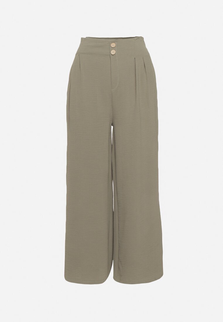 r&f fashion Pantaloni Largi Verde închis Aladdin cu Talie Înaltă și Elastic în Talie Rissanas
