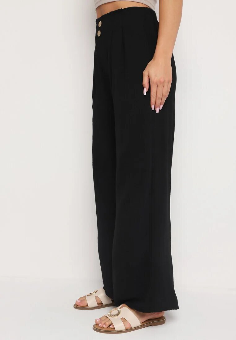 r&f fashion Pantaloni Negri Largi tip Aladdin cu Talie Înaltă și cu elastic în talie Rissanas