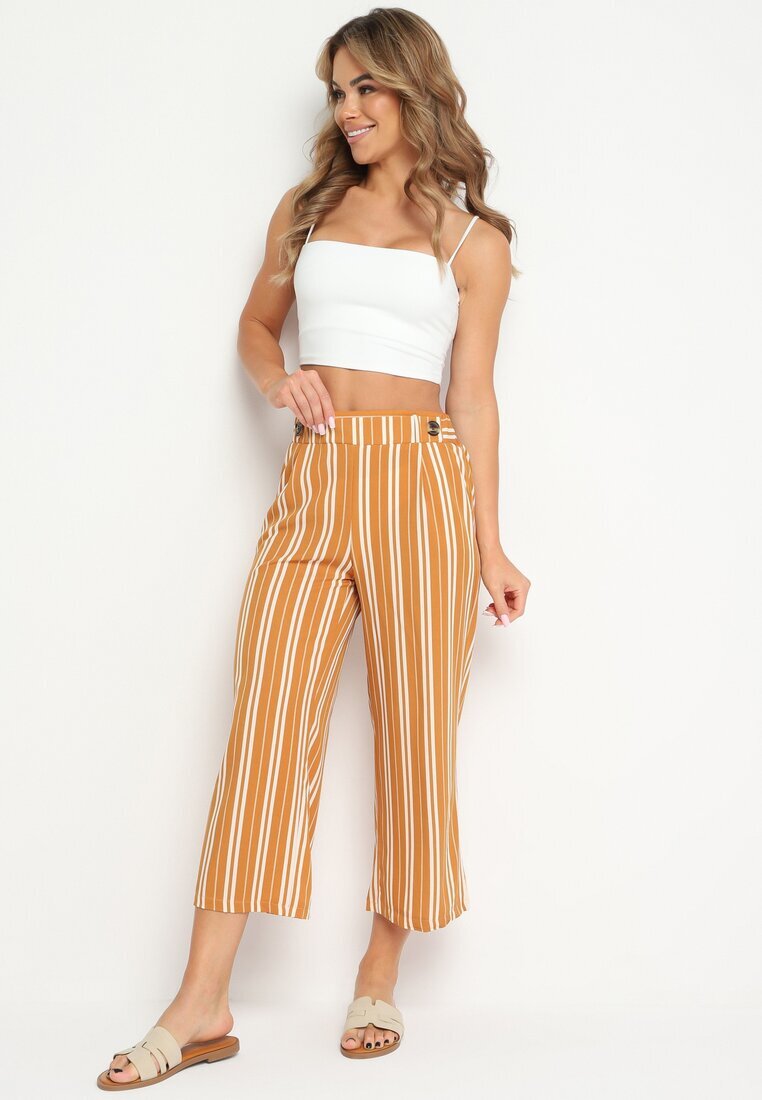 r&f fashion Pantaloni Portocalii Largi cu dungi Cleeki
