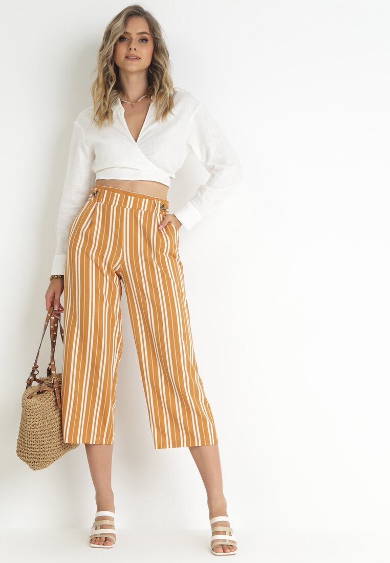 r&f fashion Pantaloni Portocalii Largi cu dungi Cleeki