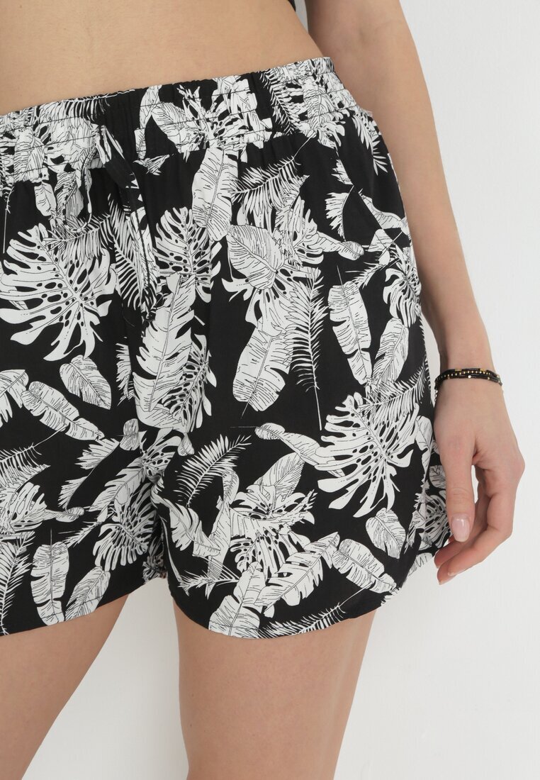 r&f fashion Pantaloni scurți negri largi cu elastic în talie și buzunare laterale Nernira