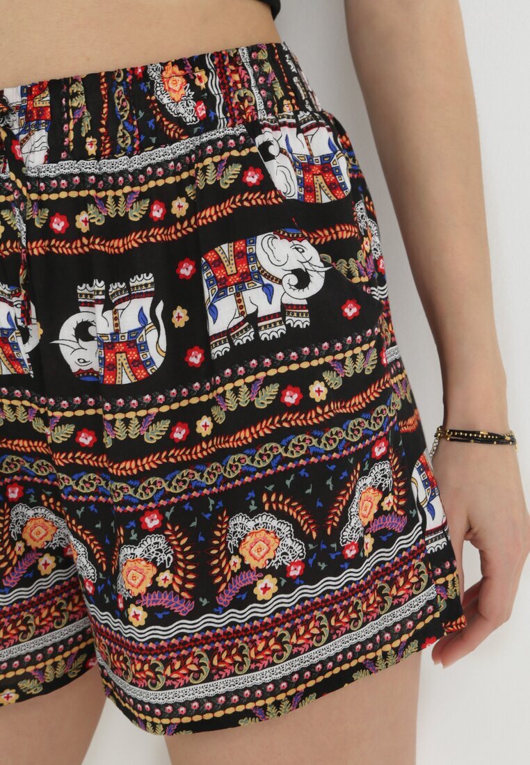 r&f fashion Pantaloni scurți Roșii Din bumbac cu bandă elastică în talie și cu model indian Jaleana