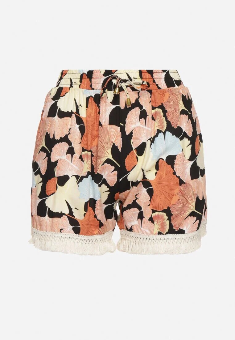 r&f fashion Pantaloni scurți Roz din vâscoză cu imprimeu floral cu talie elastică și franjuri Belfea
