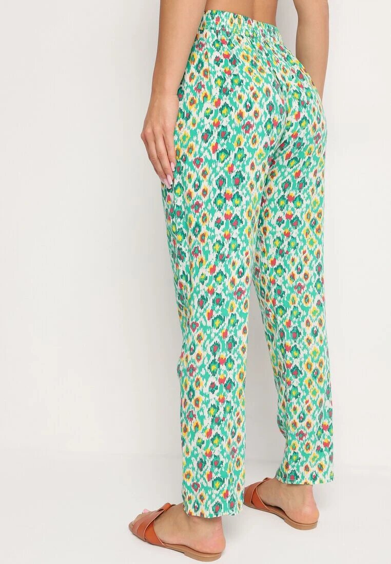r&f fashion Pantaloni Verzi din Viscoză cu Talie Înaltă și Elastic în Talie Calfea
