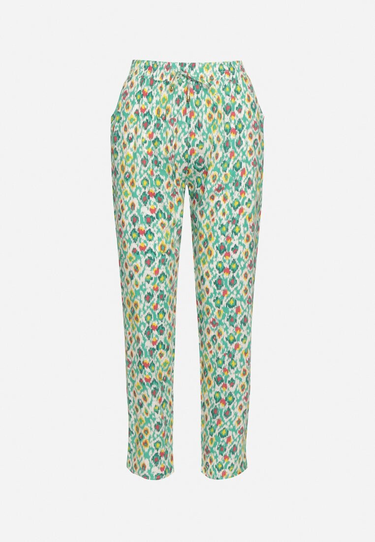 r&f fashion Pantaloni Verzi din Viscoză cu Talie Înaltă și Elastic în Talie Calfea