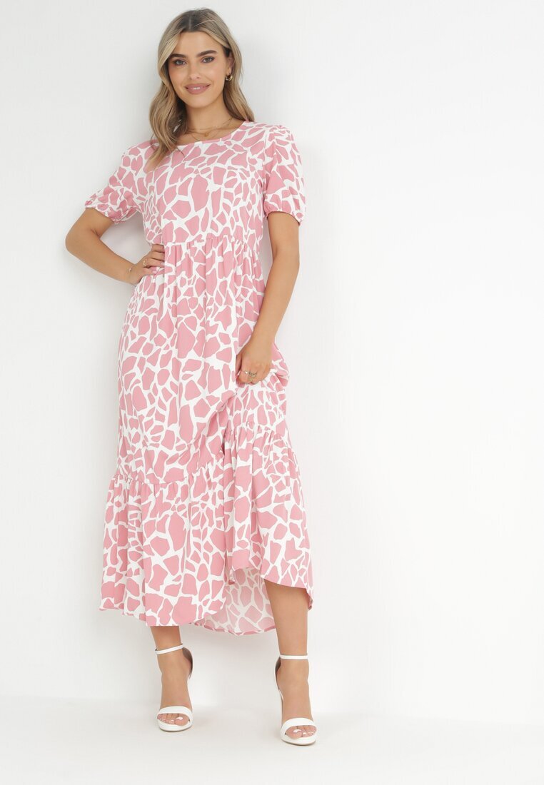 r&f fashion Rochie Cloche Roz Maxi cu Volan la Bază Zeanna