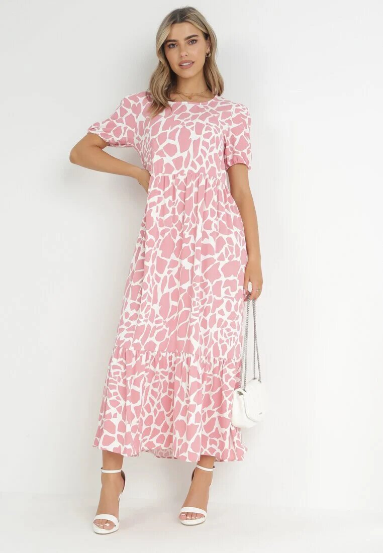 r&f fashion Rochie Cloche Roz Maxi cu Volan la Bază Zeanna