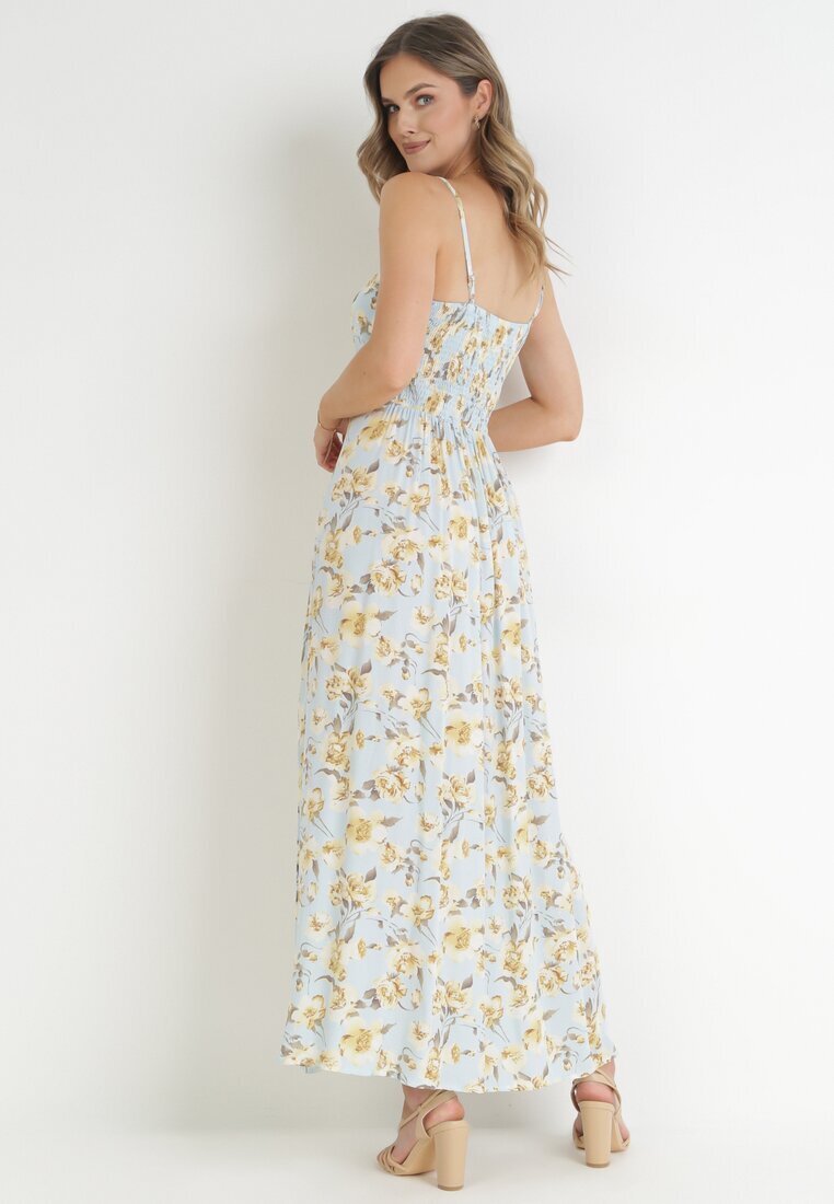 r&f fashion Rochie Maxi albastru deschis pe bretele reglabile cu șliț la tiv Alasima