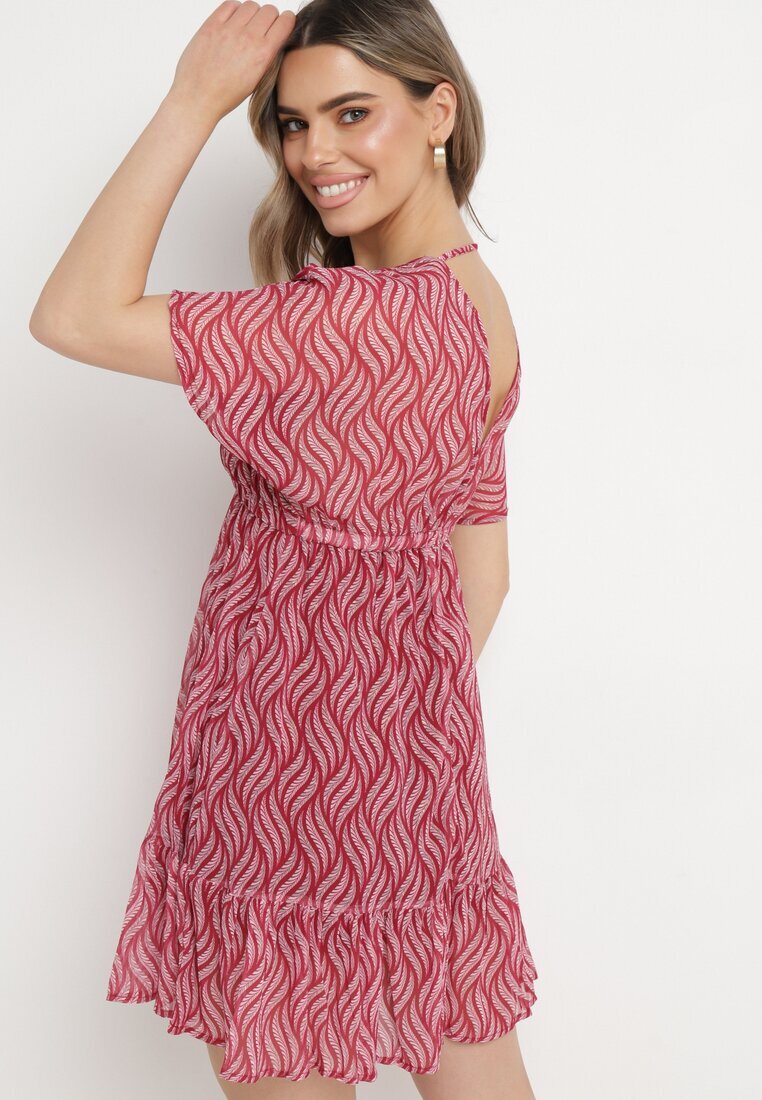 r&f fashion Rochie roșie Mini cu croi liliac cu decolteu în V cu șnururi Ainella