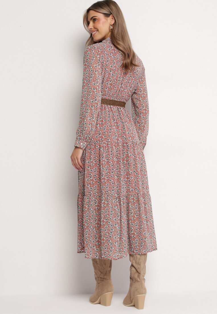 r&f fashion Rochie Roz Cloș cu flori cu curea Khito