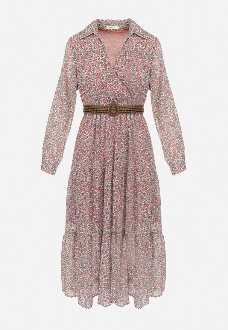 r&f fashion Rochie Roz Cloș cu flori cu curea Khito