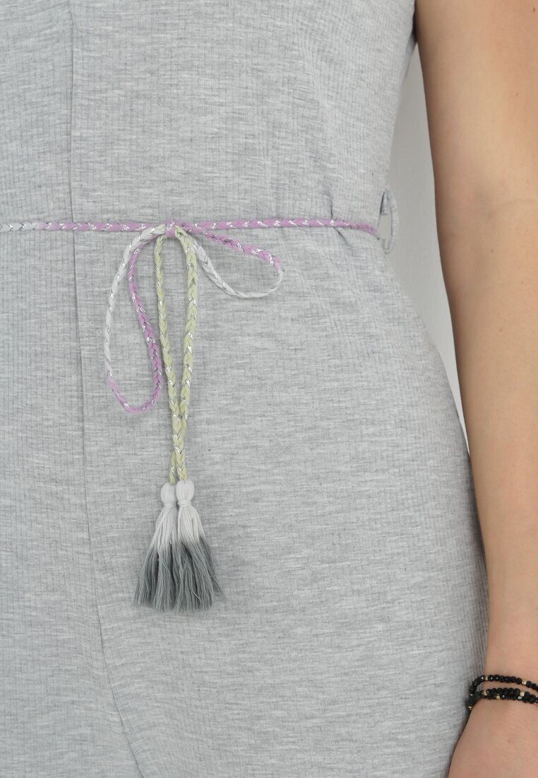 r&f fashion Salopetă Gri din Tricot Reiat cu Curea Decorativă Alicen