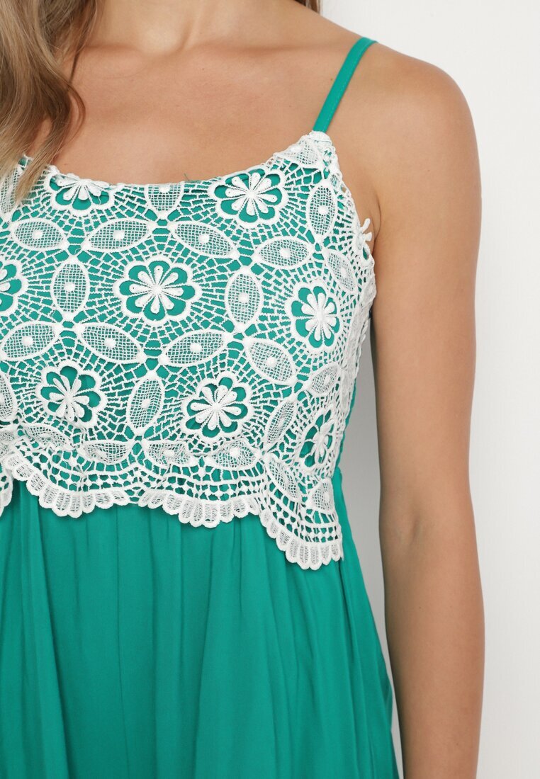 r&f fashion Salopetă Verde cu bretele subțiri cu ajustare decorată cu dantelă Tiriala