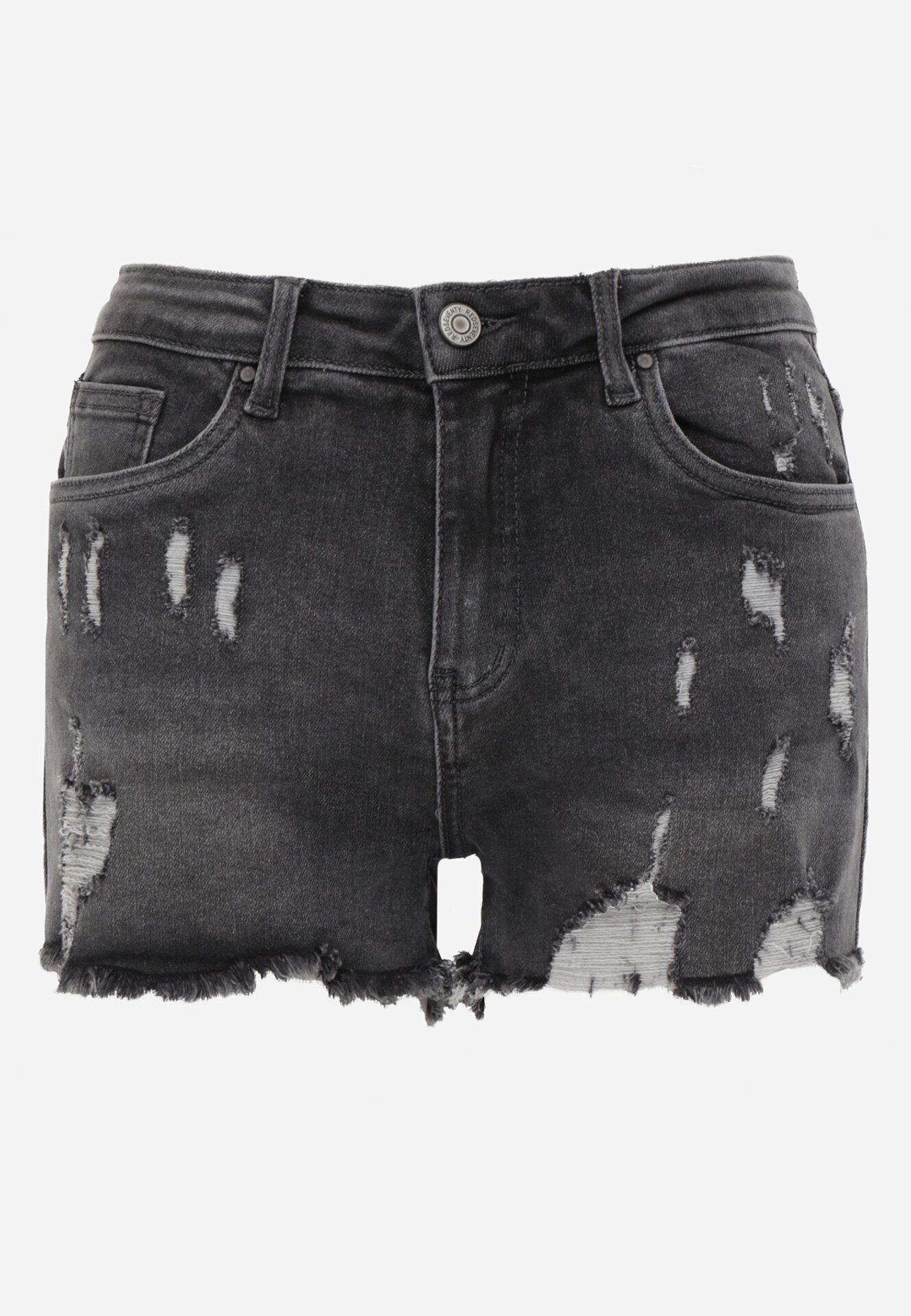 redseventy Pantaloni scurți din denim gri închis cu talie înaltă și rupturi Vimarinae