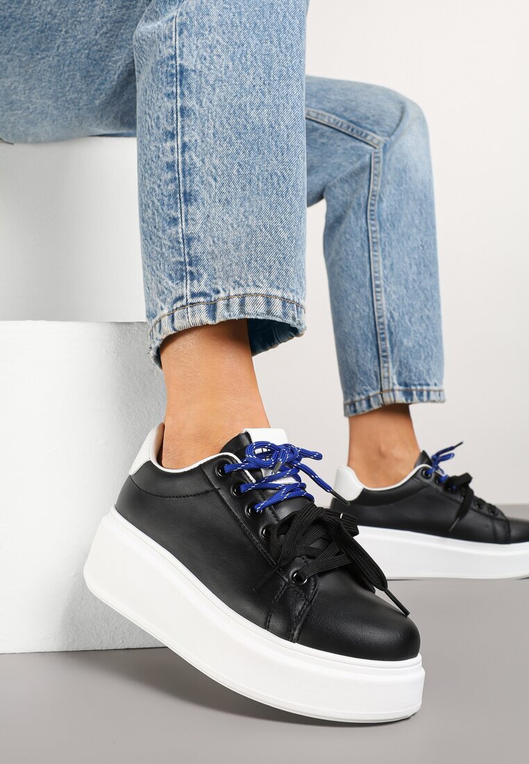 renda Adidași Negru-Alb Decorați Cu Șiret Dublu Zdivane