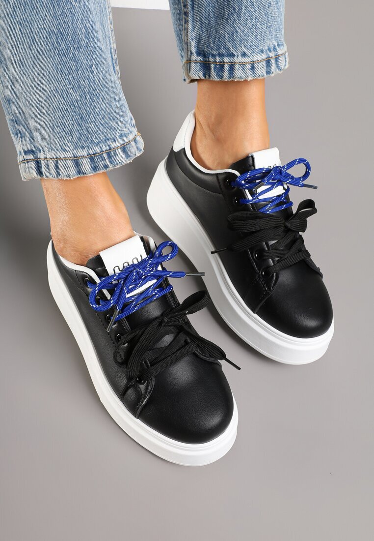 renda Adidași Negru-Alb Decorați Cu Șiret Dublu Zdivane