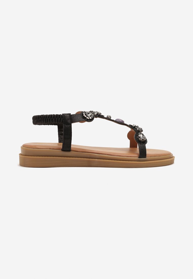 renda Sandale Negre cu bijuterii în stil Boho Julimarae