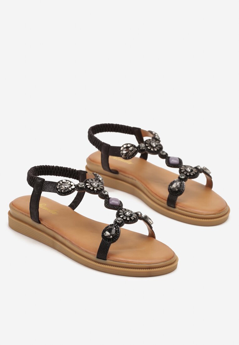 renda Sandale Negre cu bijuterii în stil Boho Julimarae