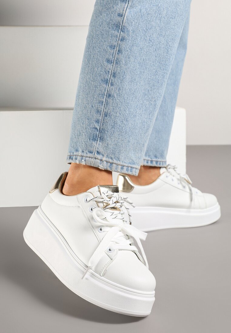 renda Sneakers Albi-Aurii Decorați cu șiret dublu Zdivane
