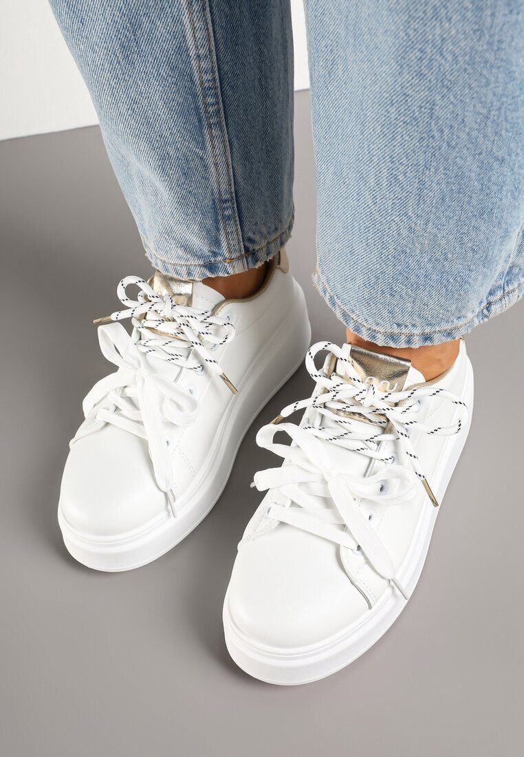 renda Sneakers Albi-Aurii Decorați cu șiret dublu Zdivane