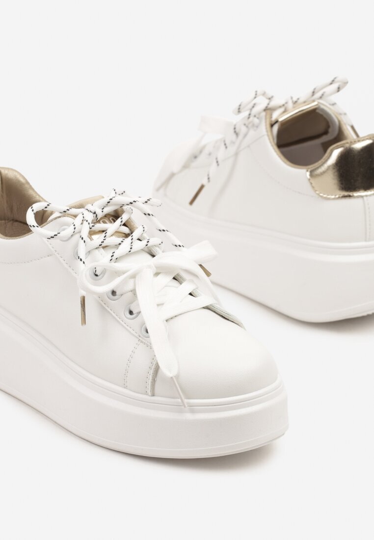 renda Sneakers Albi-Aurii Decorați cu șiret dublu Zdivane