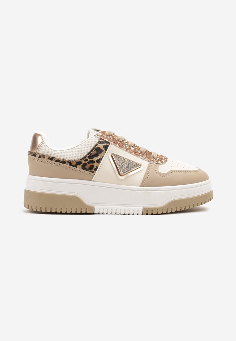 renda Sneakers bej închis Decorați cu sclipici zirconii și perforații Tillitara