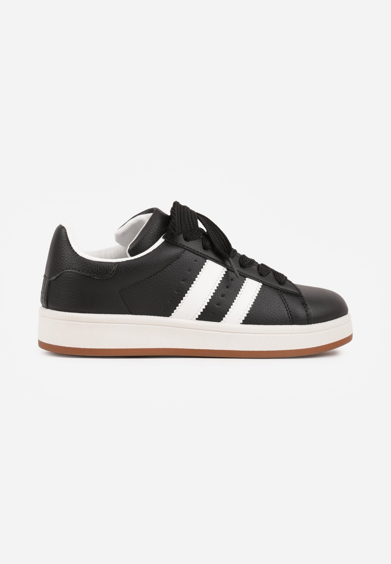 renda Sneakers Negre cu Perforații și Benzi Decorative Deolene