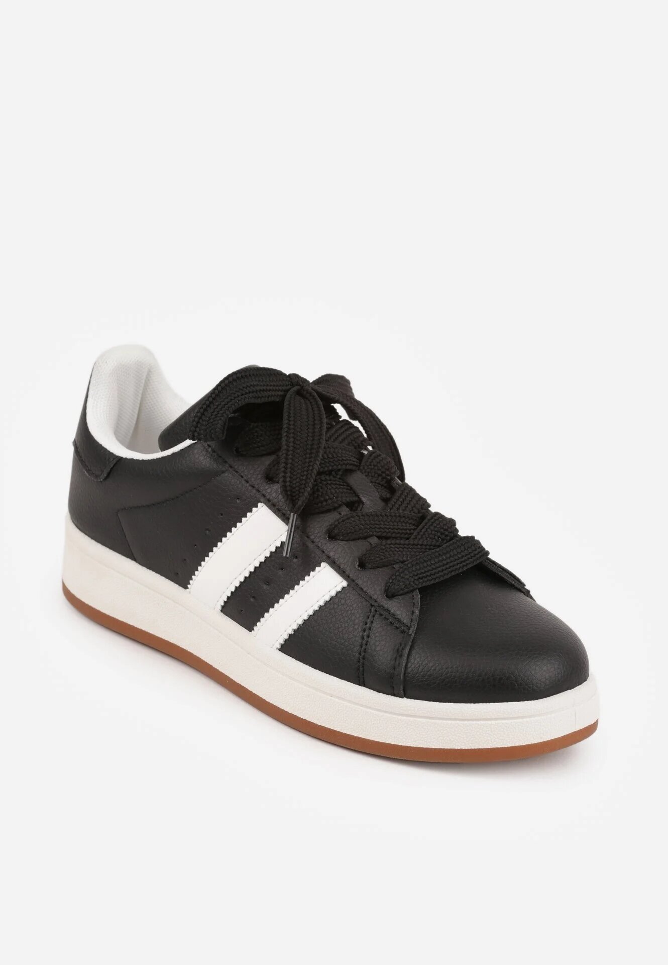 renda Sneakers Negre cu Perforații și Benzi Decorative Deolene