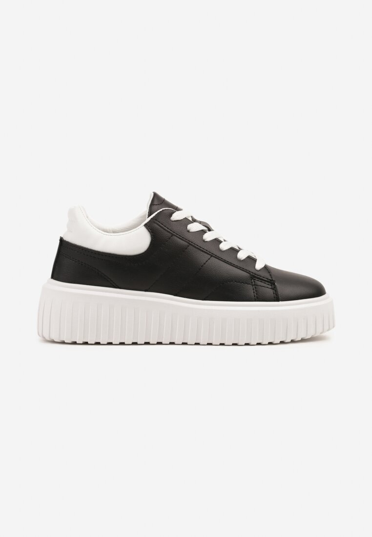 renda Sneakers Negri-Albi cu Talpă Groasă în Relief Zdivila