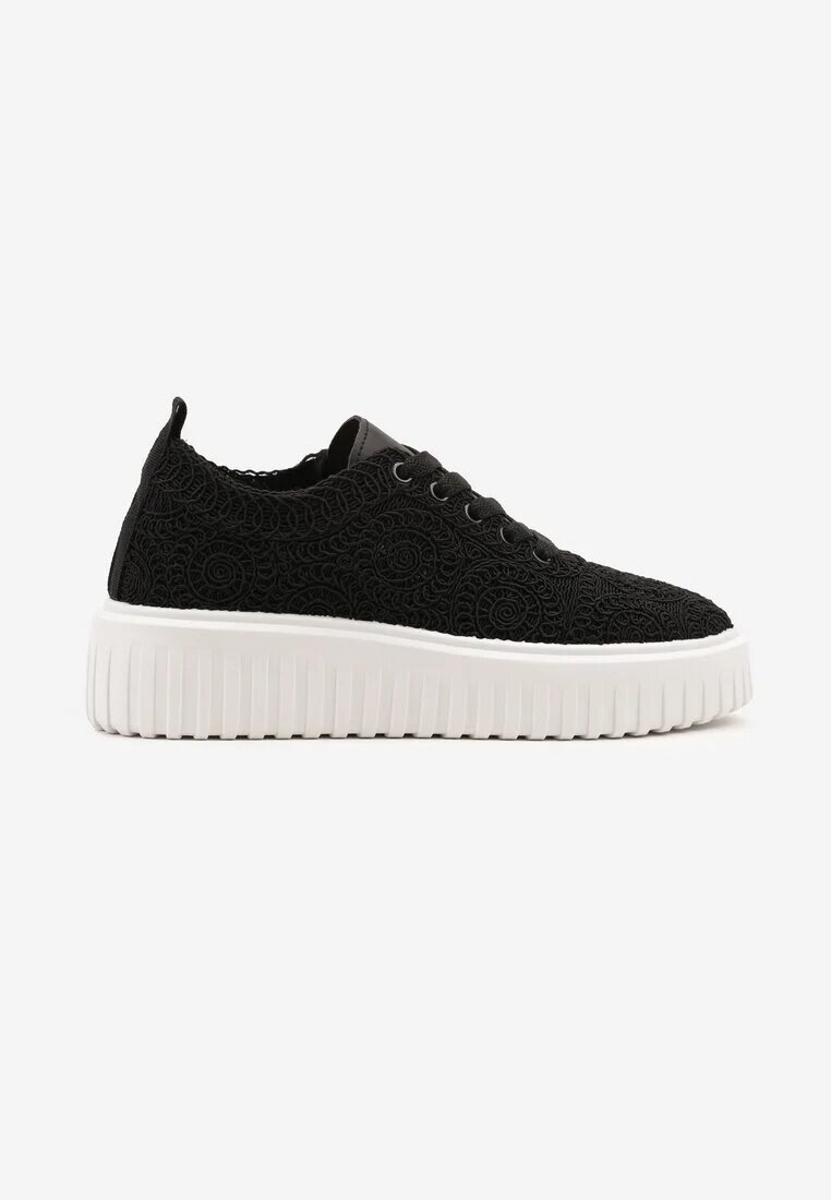 renda Sneakersy Negri cu Talpă Groasă și Față Perforată Ellisene
