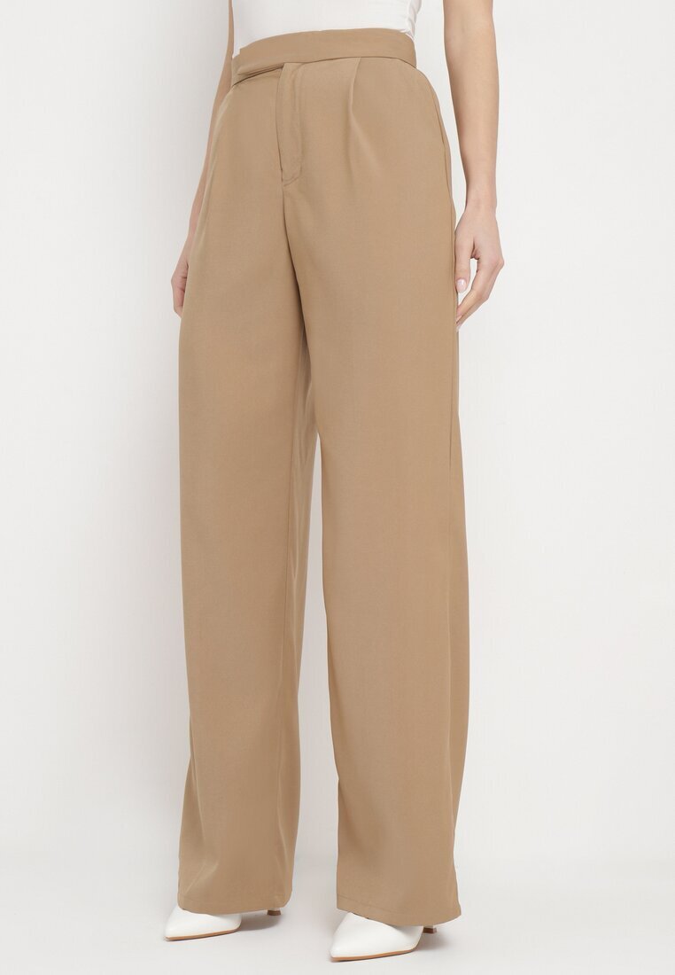 retro & icone Pantaloni Bej închis Clasici cu Buzunare și Picior Drept Trisonore