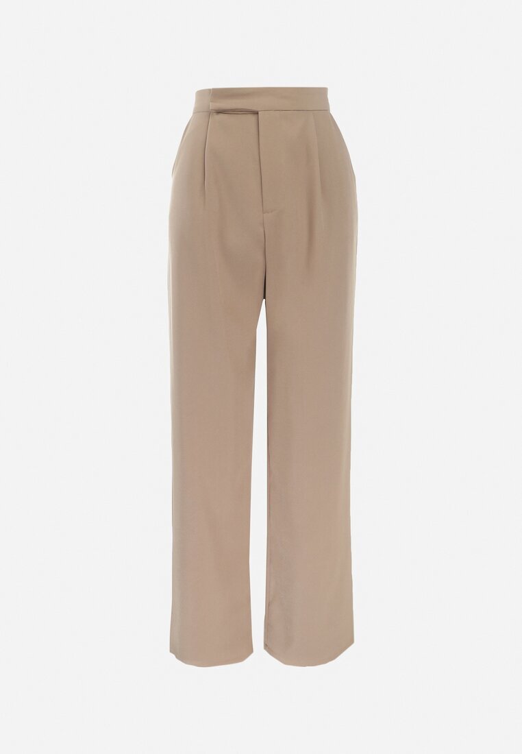 retro & icone Pantaloni Bej închis Clasici cu Buzunare și Picior Drept Trisonore