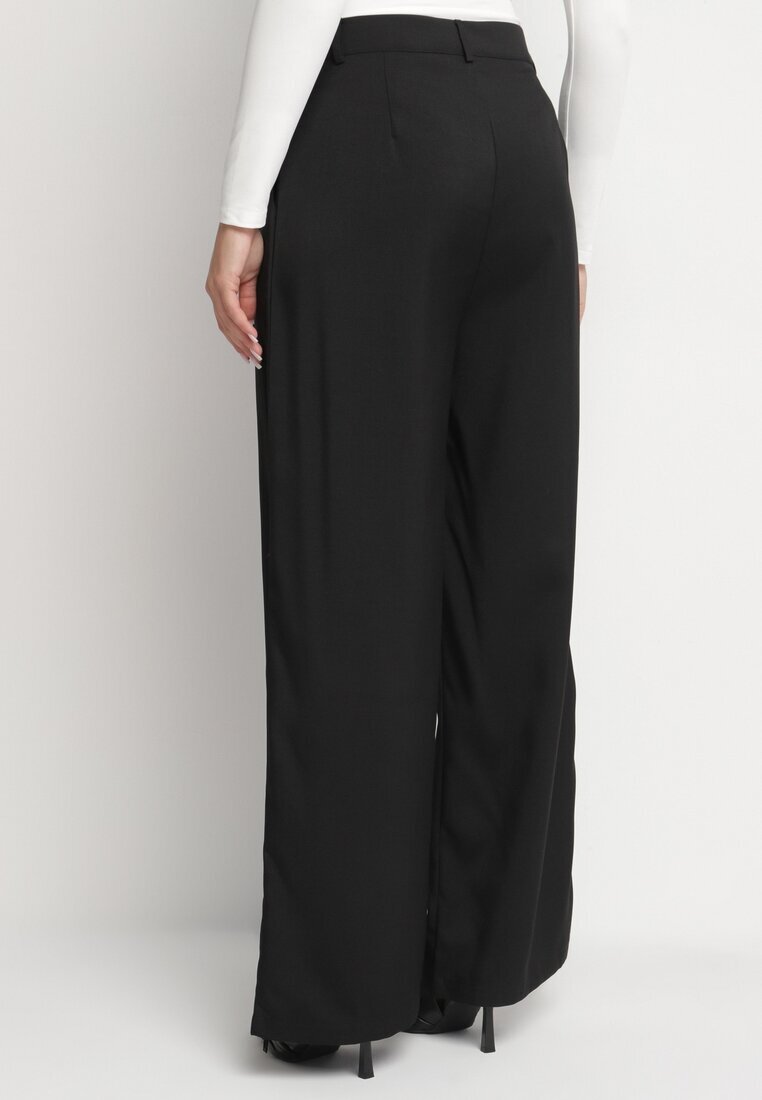 retro & icone Pantaloni Negri de costum cu picior drept cu talie înaltă Falzemira