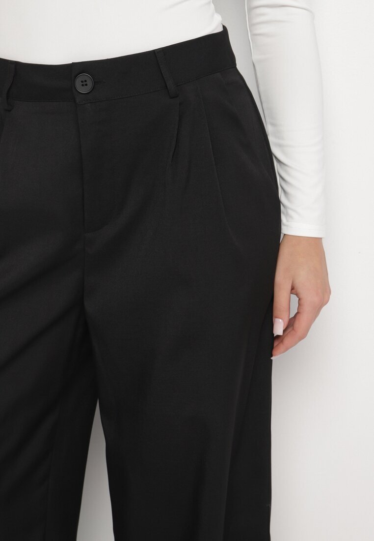 retro & icone Pantaloni Negri de costum cu picior drept cu talie înaltă Falzemira