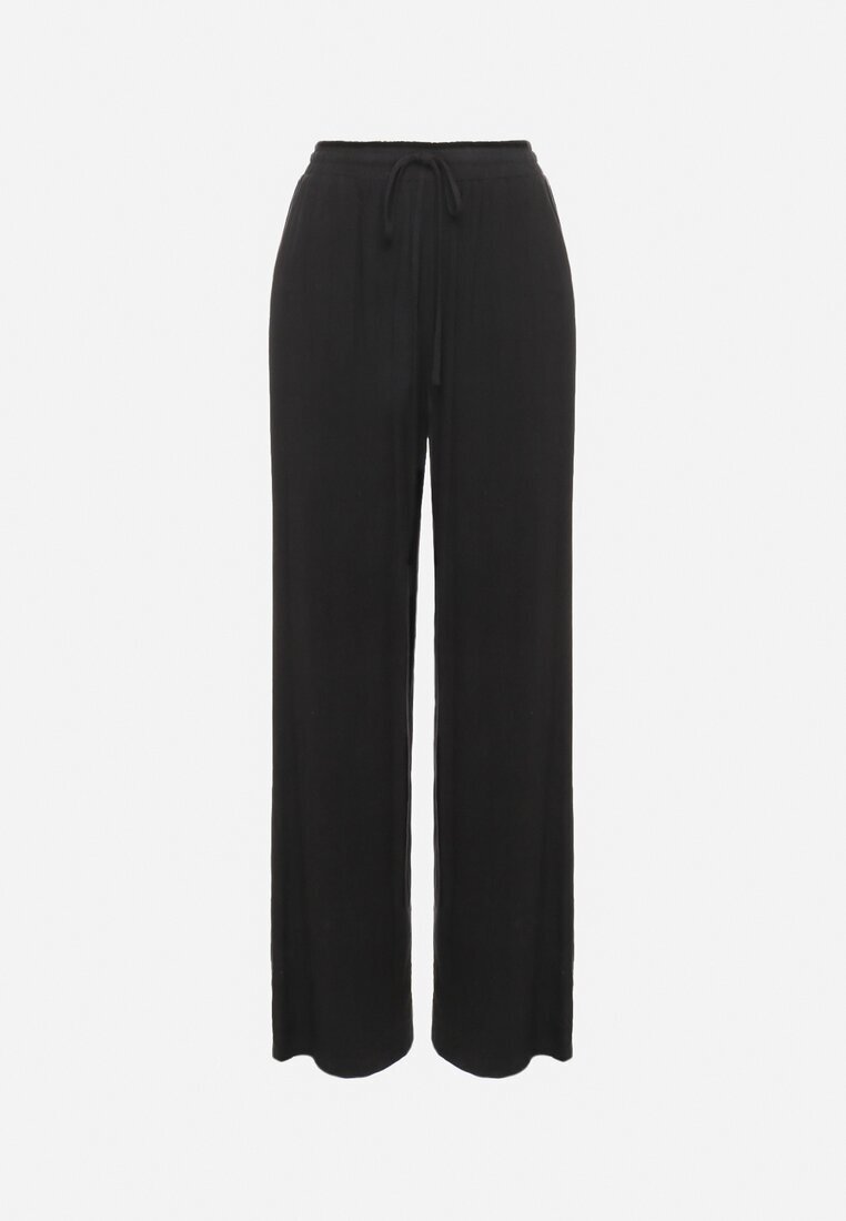 retro & icone Pantaloni Negri din viscoză cu in cu picioare largi Almaris