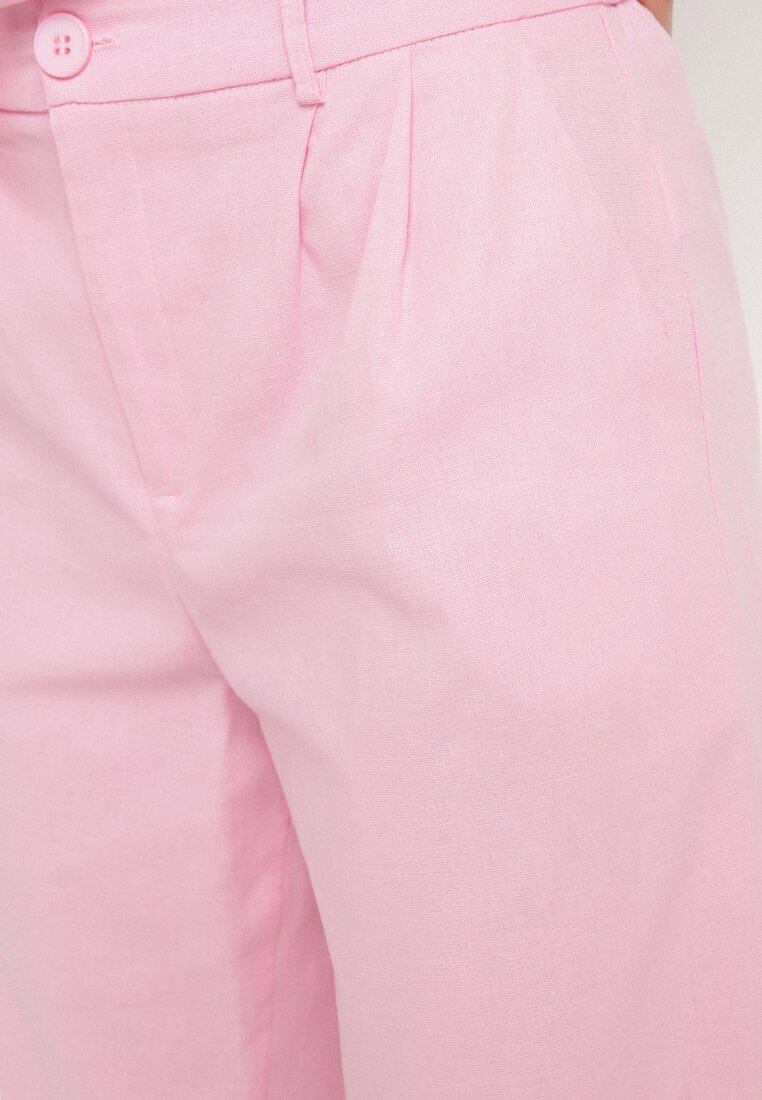 retro & icone Pantaloni roz din bumbac cu croială largă cu talie înaltă și elastic în talie Nalirna