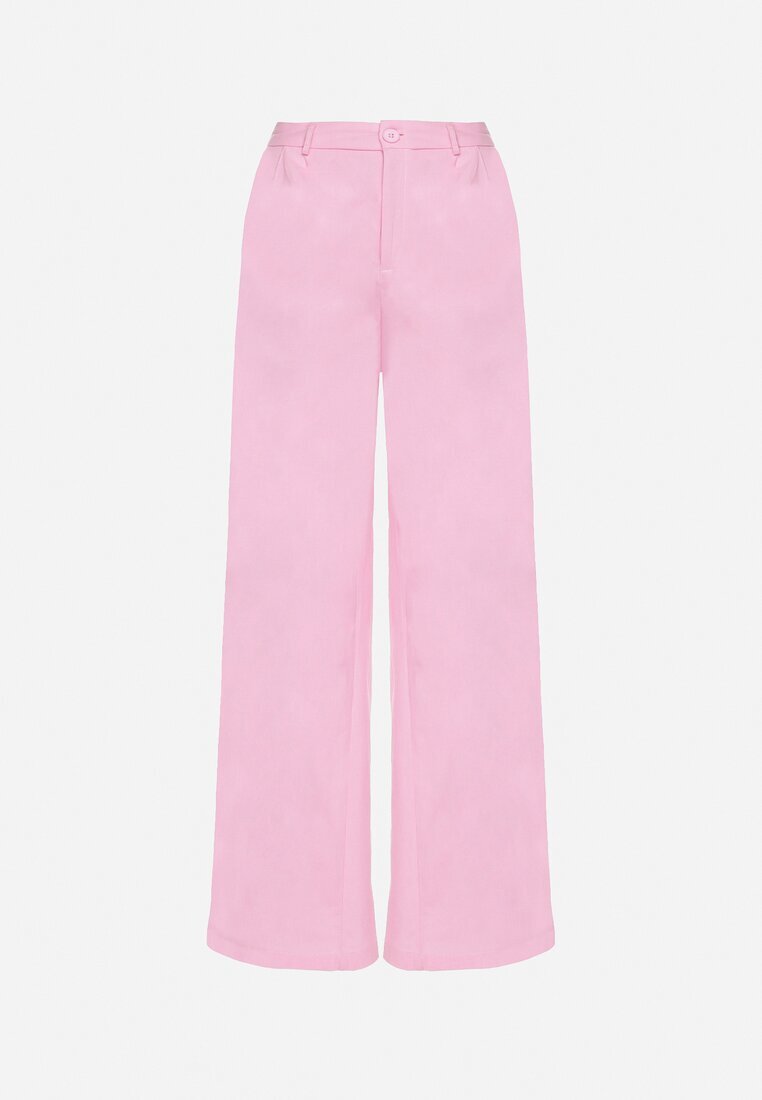 retro & icone Pantaloni roz din bumbac cu croială largă cu talie înaltă și elastic în talie Nalirna
