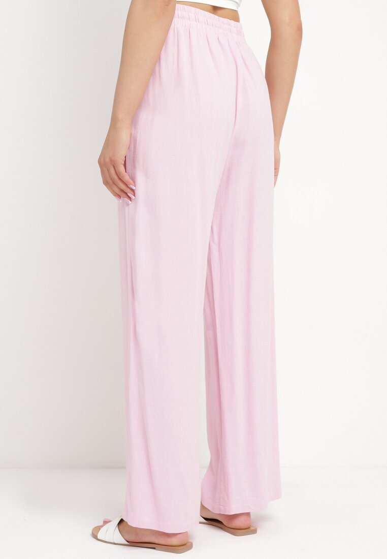 retro & icone Pantaloni Roz din Viscoză și In cu croială largă Almaris