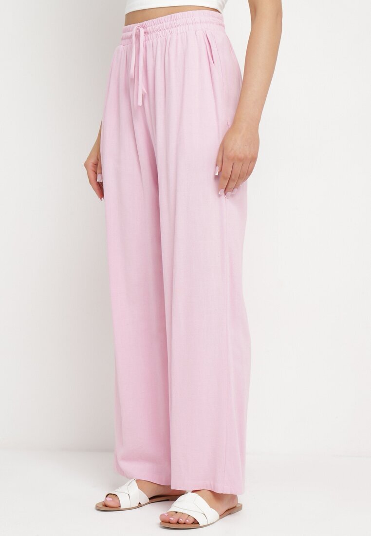 retro & icone Pantaloni Roz din Viscoză și In cu croială largă Almaris