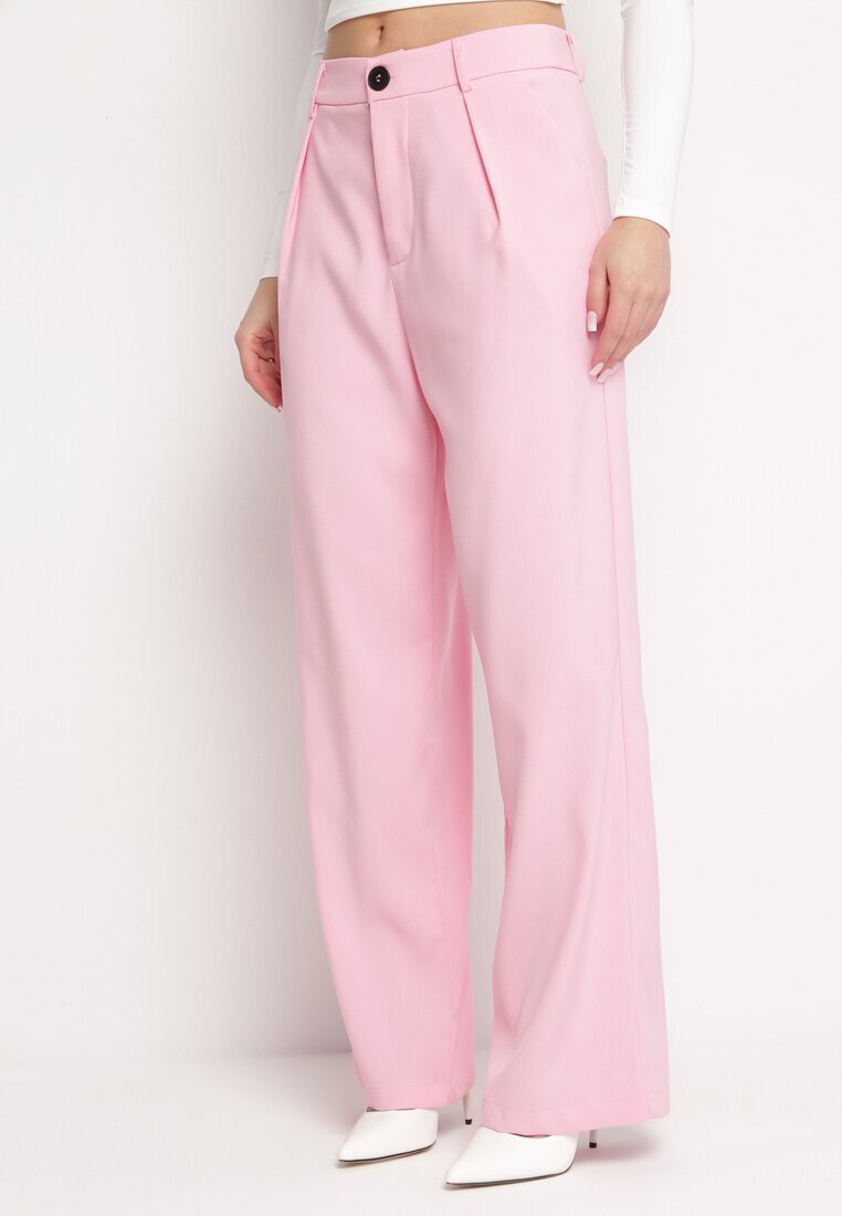 retro & icone Pantaloni Roz în stil de costum cu talie înaltă Glorda