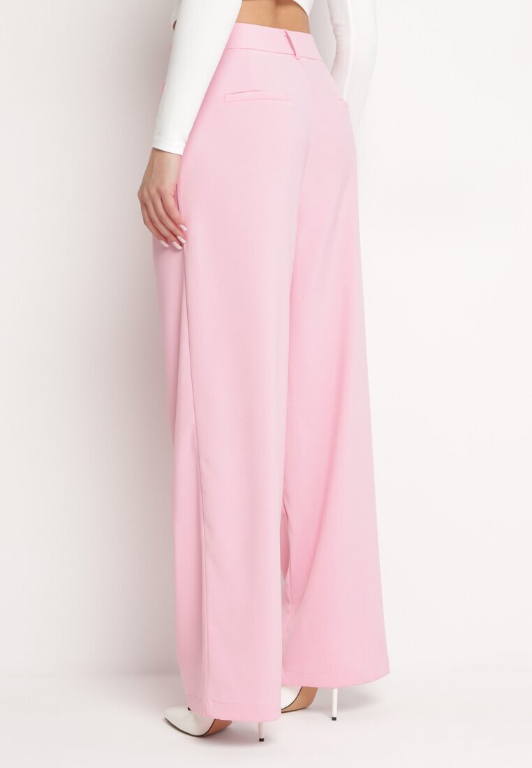 retro & icone Pantaloni Roz în stil de costum cu talie înaltă Glorda