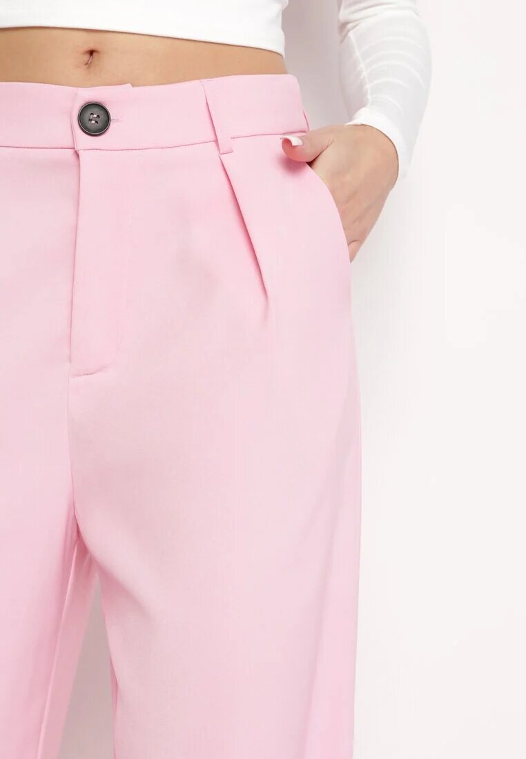 retro & icone Pantaloni Roz în stil de costum cu talie înaltă Glorda