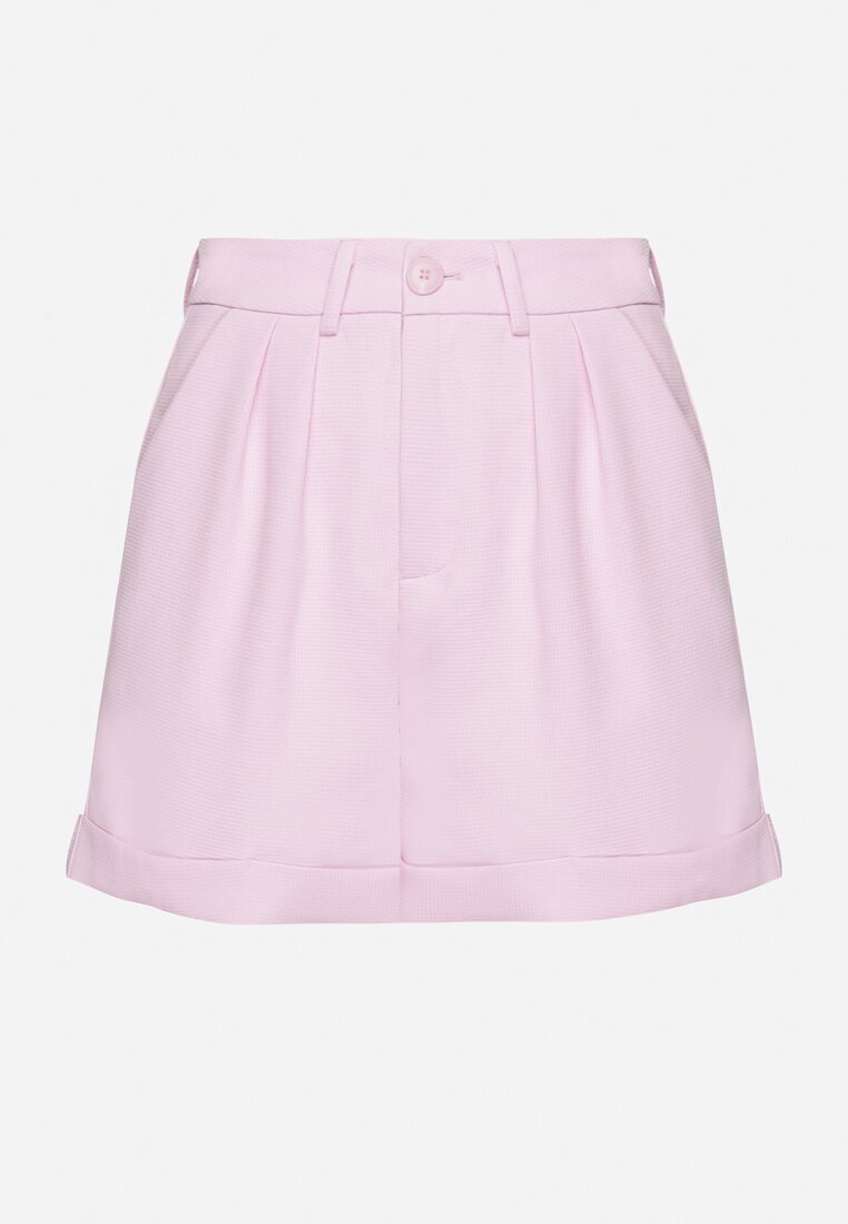 retro & icone Pantaloni scurți Roz cu nasture și talie înaltă și cu tivuri suflecate Pervencă